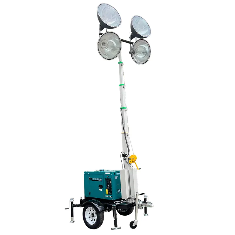 High Quality Metal Halide Mobile Light Tower Vertical Lifting Light With Diesel Engine Trailer Type Emergency Mobile Lighthouse