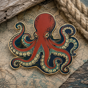 En gros, Pin's en émail et métal de haute qualité, personnalisé, vintage, sur le thème de la grande pieuvre monstre marin, art <span class=keywords><strong>nautique</strong></span>, badge souvenir rétro océanique - Product Image 3