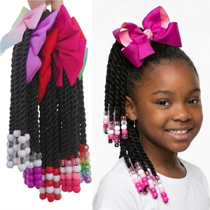 Tresse Synthétique à 12 Brins/pièce pour Cheveux, Tresse Torsadée, <span class=keywords><strong>Queue</strong></span> <span class=keywords><strong>de</strong></span> <span class=keywords><strong>Cheval</strong></span> Enfant <span class=keywords><strong>avec</strong></span> Nœud Papillon et Perles Colorées, Accessoires Cheveux pour Fête Enfant - Product Image 1