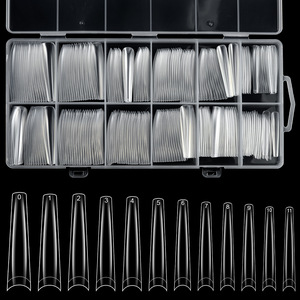 ปลายเล็บปลอมแบบยาวพิเศษ 240 ชิ้น รุ่น XXXL ทรงเหลี่ยมแบบฝรั่งเศส ทรงอัลมอนด์ วัสดุ ABS ใส ปิดเต็มเล็บ พร้อมกาวในกล่อง - Product Image 6