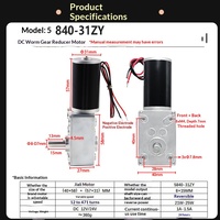 Moteur à engrenages à vis sans fin micro DC 5840-31ZY 12V 24V, couple élevé, faible vitesse, moteur électrique autobloquant, boîte de vitesses à angle droit réglable