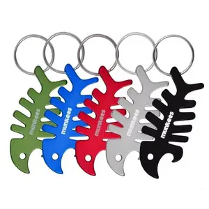 promotional high quality low Price custom fishbone shape cut custom gift metal keychain bottle opener key ring