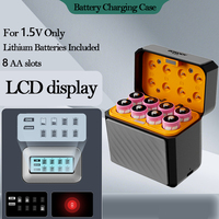 Station de charge de batterie haute capacité LCD 4+4 emplacements pour piles AA AAA 1.2V 1.5V, piles rechargeables au lithium Li-ion NiMH