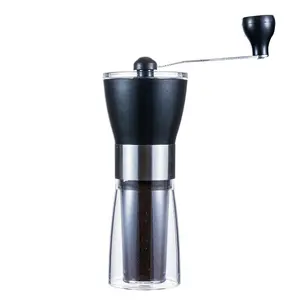 Conjunto de moedor de café manual portátil, moinho de grãos de aço inoxidável com alça ajustável, moedor de café para viagem