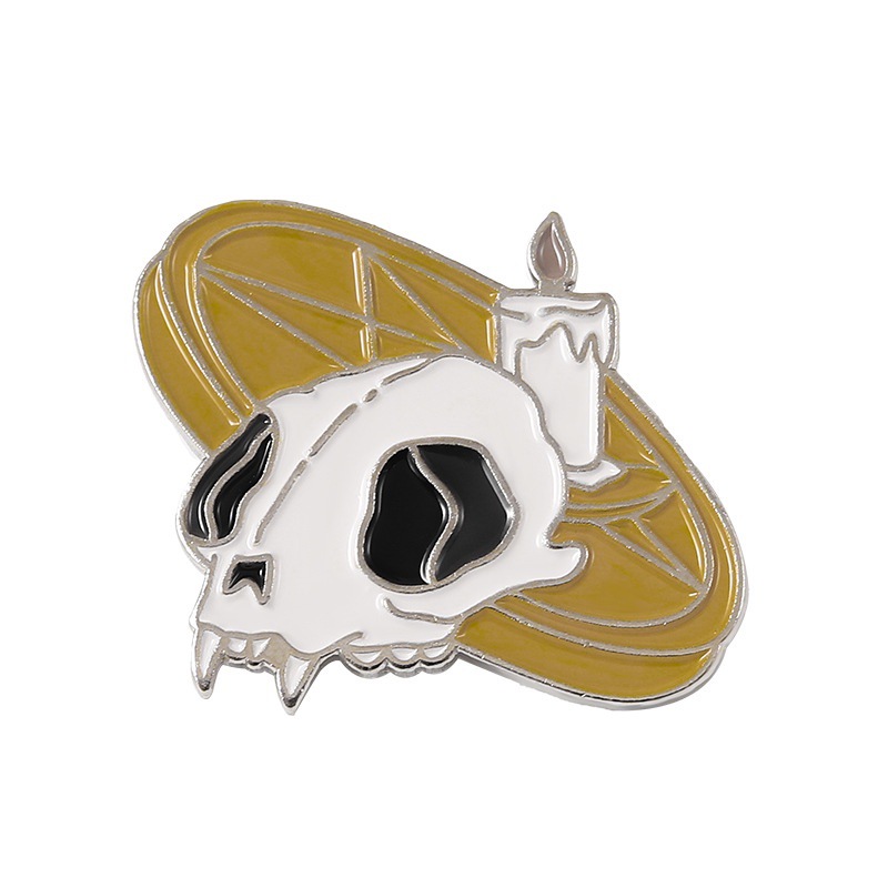 Broche Papillon Skull Métal Allié Bronze – Plaque Badge Original – Neuf Avec étiquette