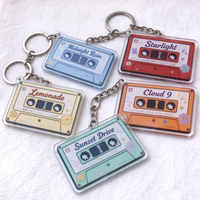 Porte-clés personnalisé en acrylique transparent avec logo imprimé UV, holographique, double face, en époxy, pour anime, DIY