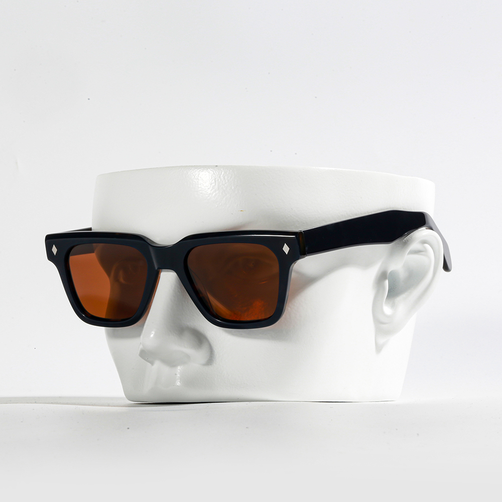 Custom Logo Square Frame Acetate Sunglasses UV400 Protection display picture 1