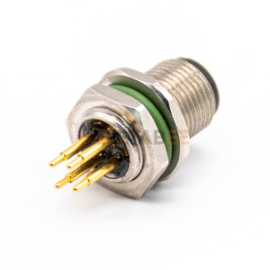 Connecteur femelle M12 à <span class=keywords><strong>4</strong></span> broches, codé A, montage sur panneau, filetage M12x1, droit, type soudure sur circuit imprimé, étanche, prise de signal circulaire - Product Image 2