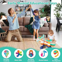 Light-Up 4 Beats Jazz Drum Set pour enfants Microphone-Jouets de musique Flash inclus pour l'éducation préscolaire et semblant