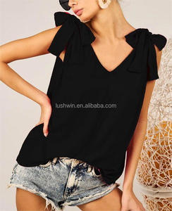 Camiseta sin Mangas con Tirantes Cruzados y Lazo en el Hombro, Color Rosa Intenso, para Mujer, Estilo Casual, Holgada, para Verano, Playa o Vacaciones - Product Image 6