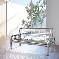 Conjunto de Muebles de Jardín Modulares de Metal para Interiores y Exteriores, Sofá Cama de Acero Inoxidable, Sofá y Sillón para Hotel, Patio, Sala de Estar