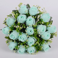 Bouquet de roses artificielles, grande composition florale en soie, bouquet de mariée noué à la main, fleurs décoratives artificielles pour mariages et événements.