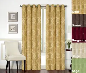 2017 Latest Design 100% Polyester Veronica Jacquard Fabric Curtain in Beige Burgundy Gold Brown Chocolate Sage Colors