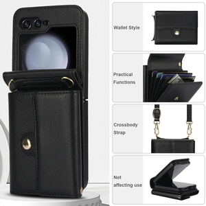 Funda Tipo Cartera con Correa Cruzada, de Cuero PU y TPU Híbrido, con Ranuras para Tarjetas, Resistente a Impactos, para Samsung <span class=keywords><strong>Z</strong></span> Flip 7 6 5 4 3 <span class=keywords><strong>Motorola</strong></span> <span class=keywords><strong>Razr</strong></span> 60 Ultra - Product Image 5