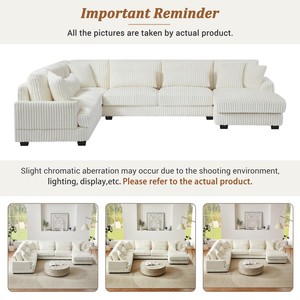 Modular Oversized U-shaped Sectional <b>Sofa</b> Set with Chaise Lounge and <b>Sofa</b> <b>Bed</b> Modern Design Corduroy Upholstery - Product Image 6