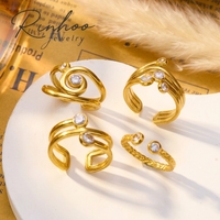 Ensemble de bagues RINHOO en acier inoxydable, minimalistes, géométriques, en zircon, empilables, bijoux tendance pour femmes, cadeau