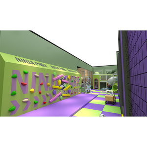 Bettaplay 750 m² Équipement de parc d'aventure intérieur commercial personnalisable violet et vert avec parcours d'obstacles - Product Image 1