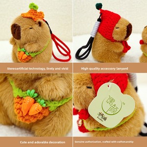 Porte-clés <span class=keywords><strong>en</strong></span> peluche Capybara mignon avec chapeau au crochet et pendentif <span class=keywords><strong>carotte</strong></span>, jouet <span class=keywords><strong>en</strong></span> peluche doux et moelleux, breloque <span class=keywords><strong>de</strong></span> <span class=keywords><strong>sac</strong></span> - Product Image 6