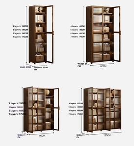 Bibliothèque à double porte avec armoire <span class=keywords><strong>de</strong></span> <span class=keywords><strong>rangement</strong></span> en bois <span class=keywords><strong>de</strong></span> verre ondulé Étagère à 7 niveaux pour le salon, le bureau et la maison Étagère à <span class=keywords><strong>livres</strong></span> moderne - Product Image 6