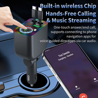 Récepteur audio mains libres, émetteur radio FM, adaptateur de voiture, lecteur MP3, chargeur de voiture rétractable avec éclairage Starlight