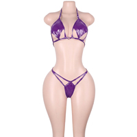 Ensemble de bikinis deux pièces en cuir verni noir à lacets et strass pour femme, idéal pour les soirées, les festivals et les tenues de club.