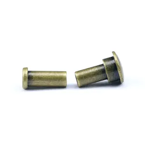 Popular Antique Bronze Flat Head Semi Tubular Rivet Metal Rivet For Menus Board Low Profile Clip For Furniture Fastener