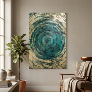 Venta al por Mayor, Dropshipping, Pintura al Óleo Art Deco de Círculos Concéntricos 100% Hecha a Mano, Lienzo de Algodón de 450 Gsm, Marco Personalizado, Decoración para el Hogar - Product Image 5