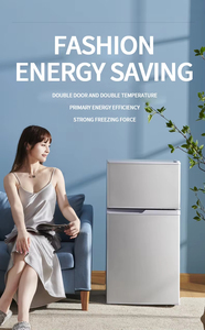Refrigerador de doble puerta con congelador inferior BCD-98 de estilo moderno, gran volumen, sin escarcha, para uso doméstico y exterior, ¡gran oferta! - Product Image 2