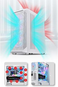 Zeromaster Trắng Đầy Đủ-Tháp RGB Chơi Game Trường Hợp Máy Tính E-ATX/ATX/Micro-atx Tương Thích Với 10 Người Đâm Cho <span class=keywords><strong>PC</strong></span> game thủ - Product Image 6