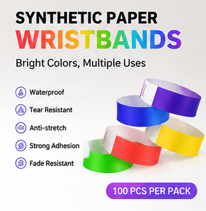 Fluorescent Tyvek Wristbands 5 Bright Colors 19mm Width Non-Toxic Paper Waterproof Environmental Friendly Folk Art Casual Style - Product Image 2