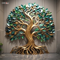 Sculpture murale en laiton moderne en métal personnalisée pour l'extérieur, grande sculpture en bronze de l'arbre de vie, statue murale pour la décoration de la maison et du jardin