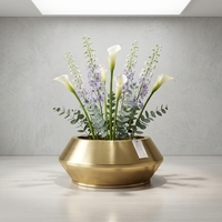 Vase à fleurs et pots de plantes modernes de luxe en acier inoxydable durable, finition dorée, pour fleurs artificielles, maison, jardin, usage extérieur