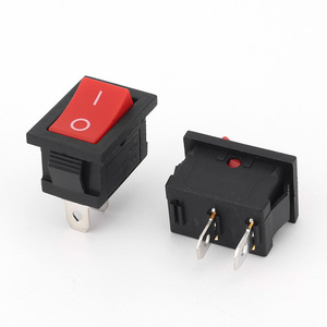 3A <span class=keywords><strong>250V</strong></span> đen trắng pa6 Đồng reducible 2 vị trí 2 Pin selflocking snap-in 12V Mini Red Bìa Vòng Rocker Thiết bị chuyển mạch - Product Image 2