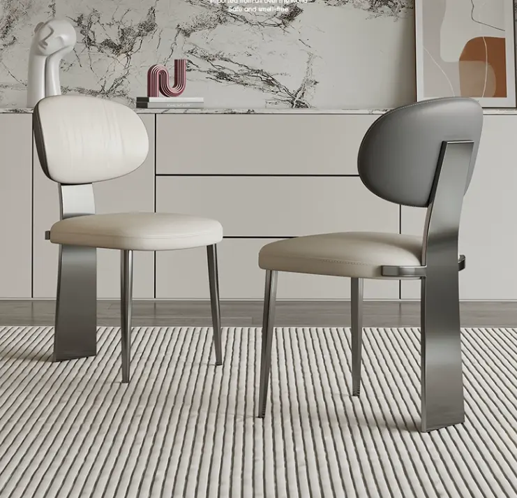 Ight-Silla de comedor de acero inoxidable para el hogar, sillón moderno y minimalista de diseño para habitación y restaurante, novedad de 2023