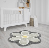 Tapis antidérapant en forme de fleur de pétale - Tapis antidérapant pour la décoration de la maison, coussin en polyester doux et touffeté avec bordure brodée