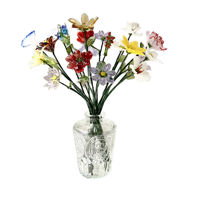 Ornement de table de bureau Zibo, vase en verre artisanal écologique, simulation de fleur de naissance en fil de fer, décoration rétro