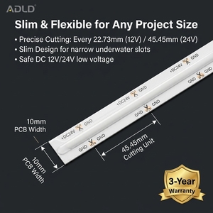 Bande lumineuse LED COB de haute qualité 528 LED/m 24V IP68 étanche sans points, flexible pour éclairage extérieur - Product Image 3