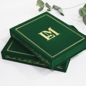 Boîte <span class=keywords><strong>d</strong></span>'invitation de mariage de luxe en velours vert émeraude <span class=keywords><strong>carte</strong></span> de mariage acrylique avec nœud en ruban - Product Image 1
