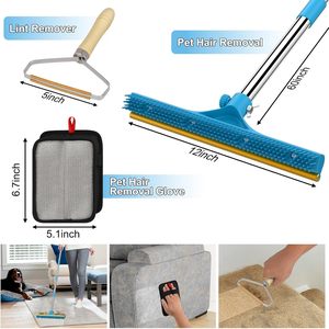 مجموعة أدوات تنظيف السجاد البلاستيكية الفاخرة 3 في 1 مع فرشاة تنظيف أدوات القفازة - Product Image 2