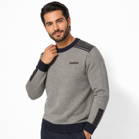 Pull en maille pour hommes d'âge moyen, en polyester rayé, col épais, doublé de polaire, chaud, pour l'hiver, décontracté