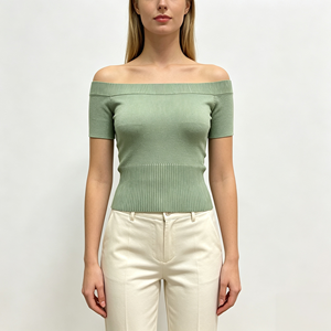 Maglione Casual da Donna <span class=keywords><strong>Valerie</strong></span> OEM & ODM Personalizzato Colore Viola Senza Spalle Manica Corta Alta Qualità Lavorato a Maglia Vendita all'Ingrosso - Product Image 5