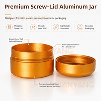 Contenant vide en aluminium finition or personnalisé pour baume pour les mains, pot de parfum solide avec couvercle à vis à large ouverture pour les marques de soins de la peau