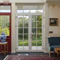 Porte d'entrée extérieure en bois massif DEMEA Premium, style personnalisé, insonorisée, avec grilles en verre, double porte vintage à la française