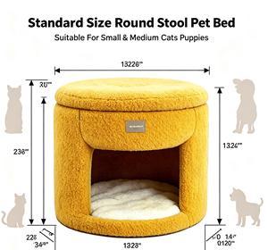Cama Moderna para Gatos con Forma de Cueva, para Interiores, con Estructura Metálica Resistente, Taburete de Maquillaje, Nido para Mascotas con Cojín Suave Lavable - Product Image 1