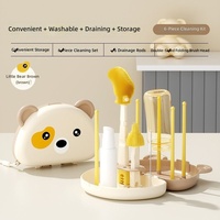Kit de séchage de biberons et de voyage avec brosse à biberon en silicone et brosse à paille en PP