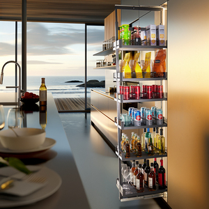 Tall <strong>Unit</strong> Expandable Pull-Out Basket <strong>Kitchen</strong> <strong>Storage</strong> Holder Accessories Cabinet Pantry <strong>Unit</strong> for <strong>Kitchen</strong> Organizer Larder Basket - Product Image 1