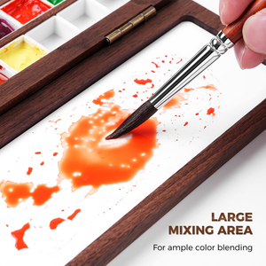 Boîte à aquarelle en <span class=keywords><strong>bois</strong></span> de noyer avec couvercle, 24 compartiments amovibles pour demi-palettes, boîte d'artisanat en <span class=keywords><strong>bois</strong></span> avec pinceaux de voyage pour la peinture - Product Image 2