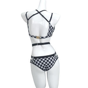 Ropa Deportiva exótica sin mangas para mujer, pantalones de cintura baja con estampado de tablero de damas, Sexy, Pole dance, precio de fábrica - Product Image 4