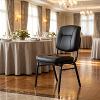 Chaise empilable noire pour banquet, structure tubulaire en métal, siège rembourré, mobilier pour salle de réception, événement, hôtel