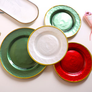 Plat de fête de mariage rond <span class=keywords><strong>vert</strong></span> moderne plat de haute qualité en gros Design rétro fabriqué à la machine écologique sous plaque de verre - Product Image 3